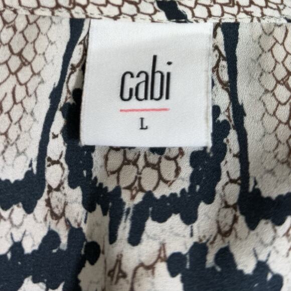 Cabi Serpentine Top Shirt Women's L Multicolor Snakeskin Popover Smocked Sleeves - Picture 5 of 8